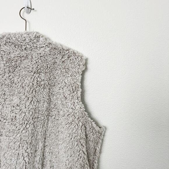 [Natural Reflections] Beige Furry Sherpa Full Zip Vest NWT Egret Size XL - Picture 6 of 11